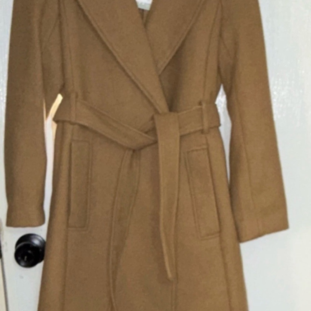 H&M Camel Belted Wrap Coat